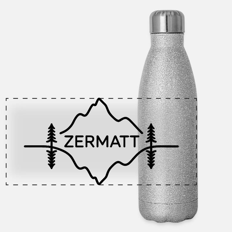 Zermatt - Souvenir Design Panorama Glitzer Isolierflasche 500 ml