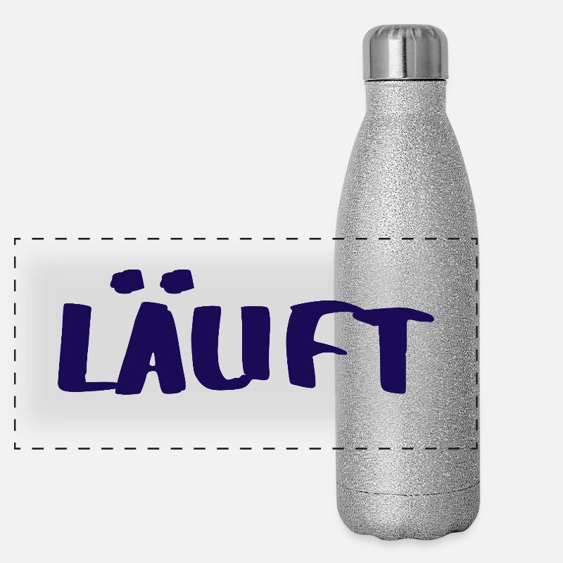 LÄUFT - positives Denken - Statement Panorama Glitzer Isolierflasche 500 ml