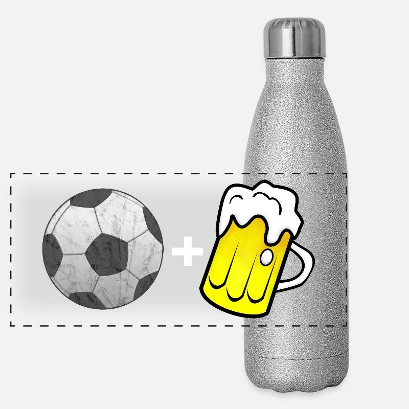 Fussball und Bier Panorama Glitzer Isolierflasche 500 ml