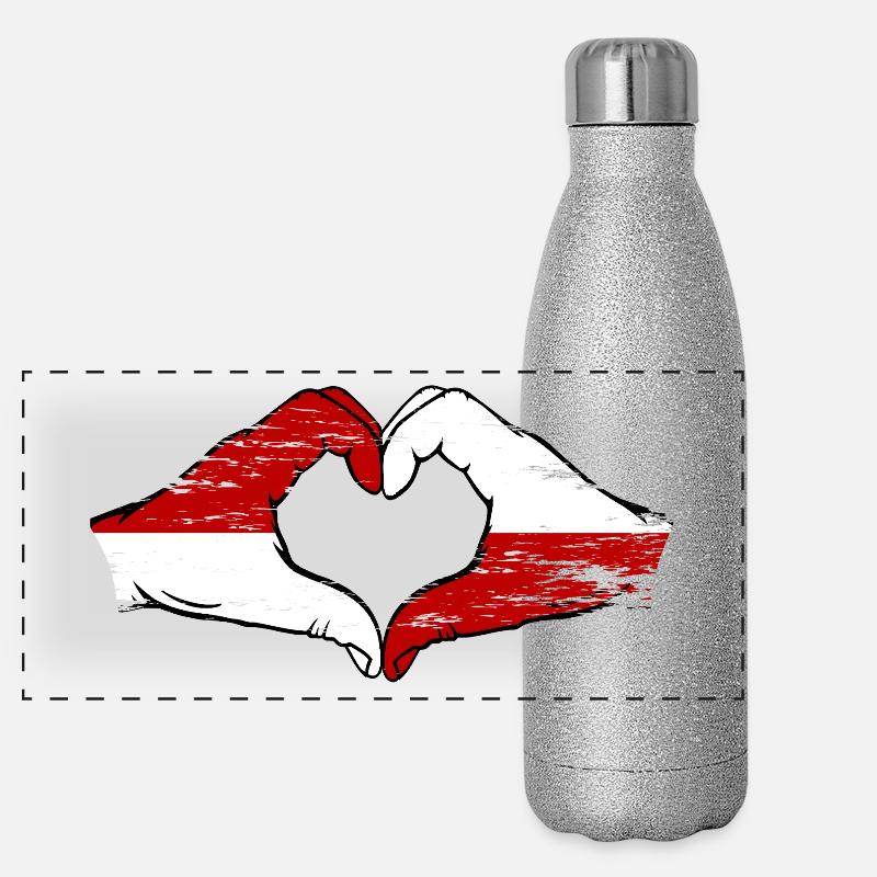 Drapeau de Monaco Pologne Forme de main Forme de coeur Utilisé Gourde isotherme panoramique pailletée 500 ml