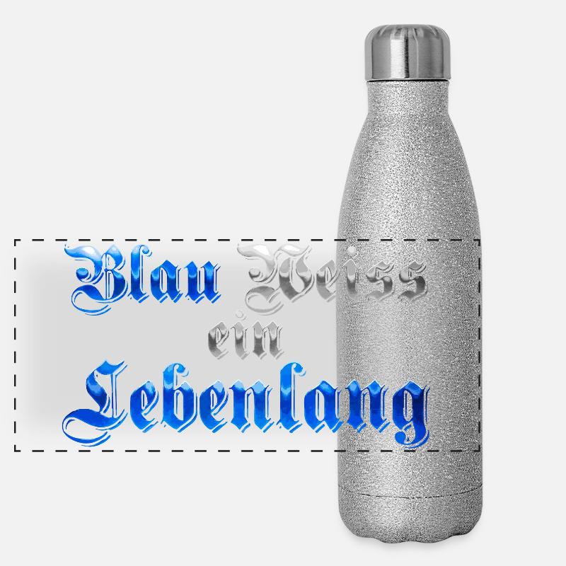 Blau Weiss ein Lebenlang Panorama Glitzer Isolierflasche 500 ml