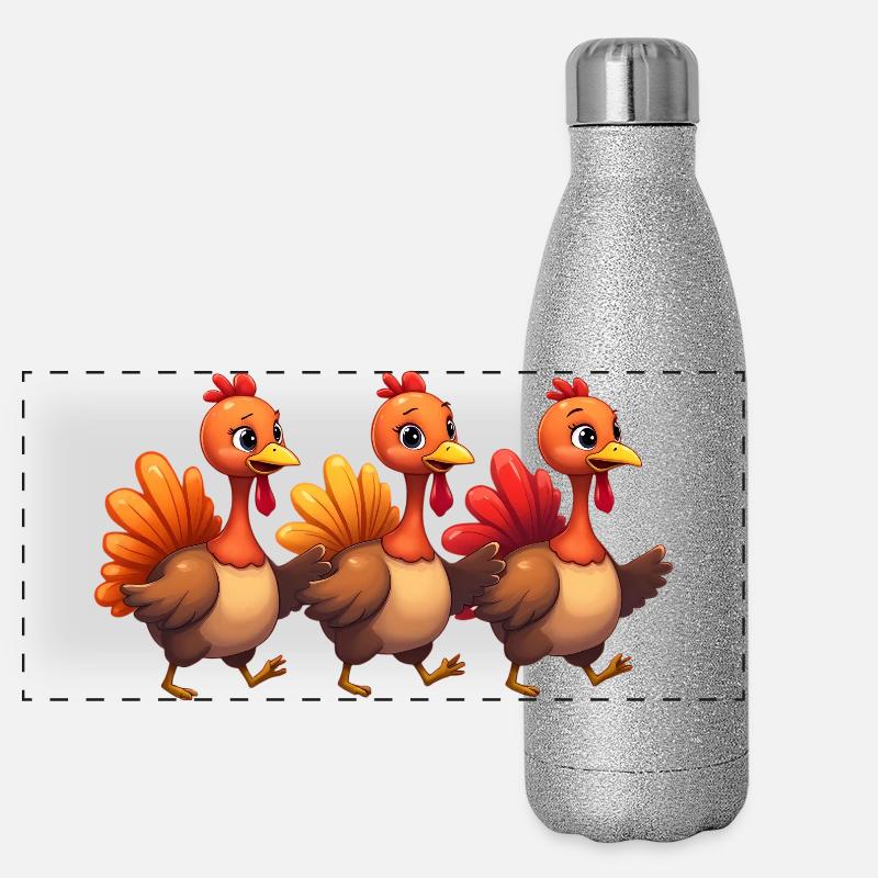 Bébé dinde de Thanksgiving Gourde isotherme panoramique pailletée 500 ml