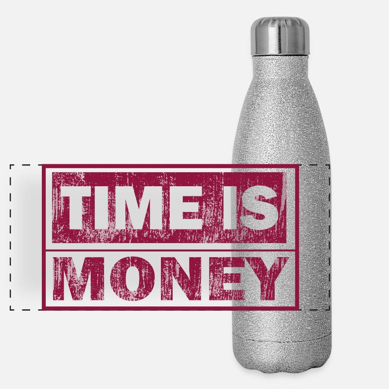 Zeit ist Geld Starke Typografie Panorama Glitzer Isolierflasche 500 ml
