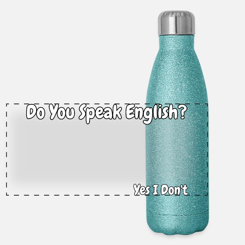 Lustiges Design eines englischsprachigen Witzes Panorama Glitzer Isolierflasche 500 ml
