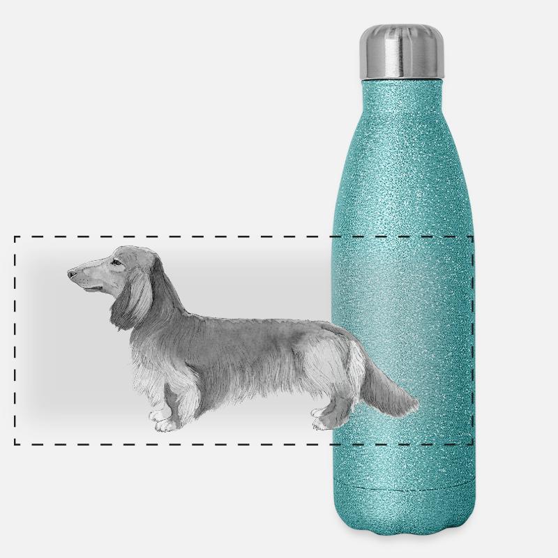 Teckel Teckel à poil long Gourde isotherme panoramique pailletée 500 ml