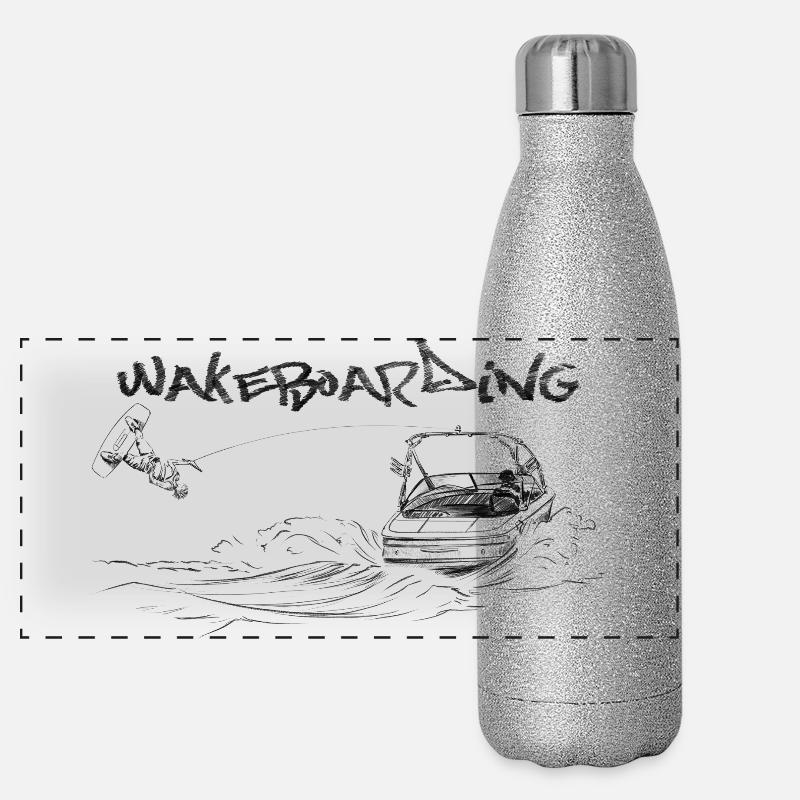 Wakeboarding Action Motiv Panorama Glitzer Isolierflasche 500 ml