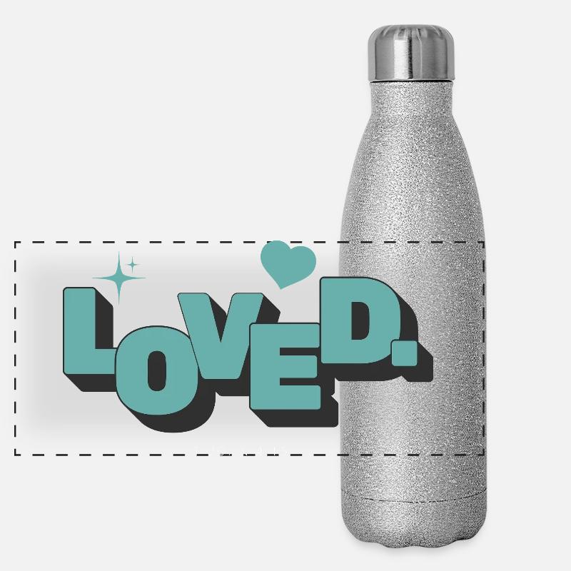 Loved 1 Johannes 4:16 Christlicher Glaube Panorama Glitzer Isolierflasche 500 ml