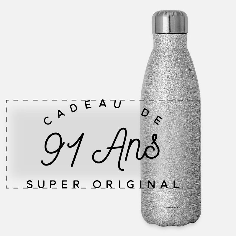 Cadeau 91 ans  Gourde isotherme panoramique pailletée 500 ml