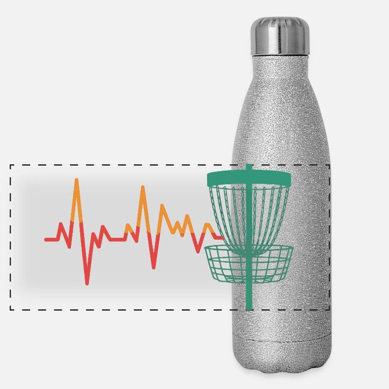 Heartbeat DiscGolf Motif Panoramic Glitter Thermal Bottle 500 ml