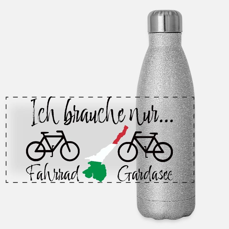 Gardasee mit Fahrrad Panorama Glitzer Isolierflasche 500 ml