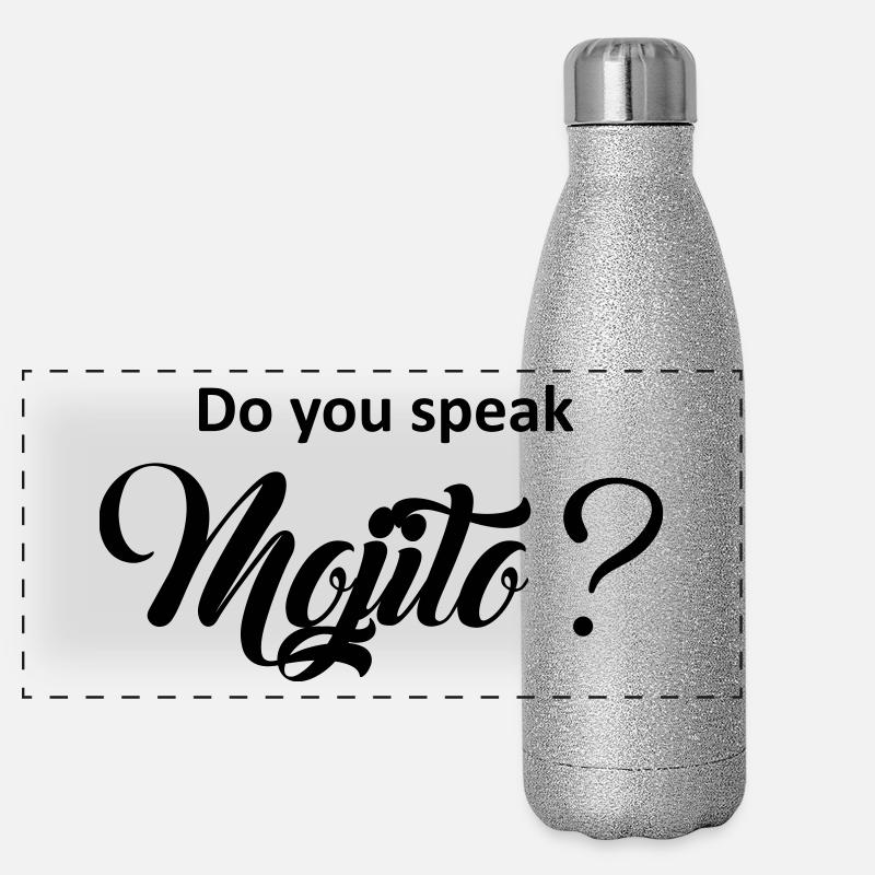 Sprichst du Mojito? - Panorama Glitzer Isolierflasche 500 ml - Silber Glitzer