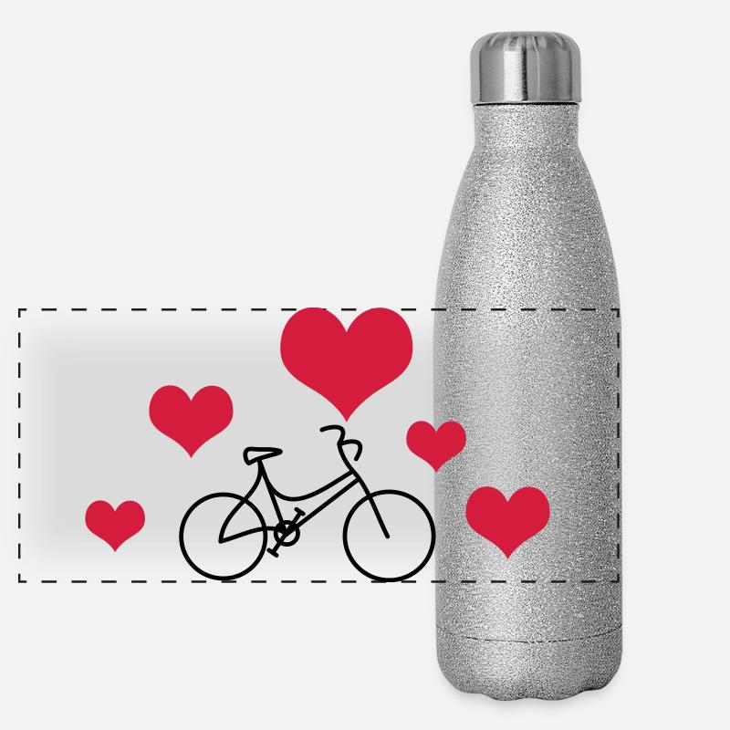 Vélo de dames de cœur Gourde isotherme panoramique pailletée 500 ml