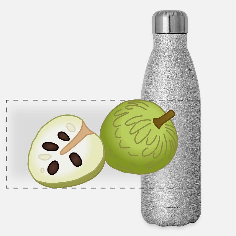 Art pop Art de tranches de pomme à la crème Gourde isotherme panoramique pailletée 500 ml