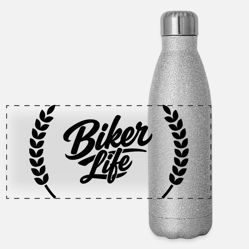 Biker life Panorama Glitzer Isolierflasche 500 ml