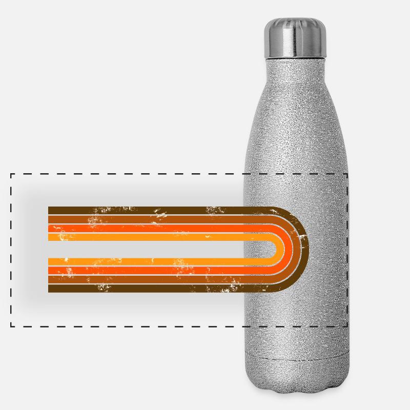 Retro Stripes - Panoramic Glitter Thermal Bottle 500 ml - silver glitter