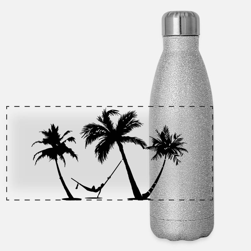 Urlaub unter Palmen ✔ Panorama Glitzer Isolierflasche 500 ml