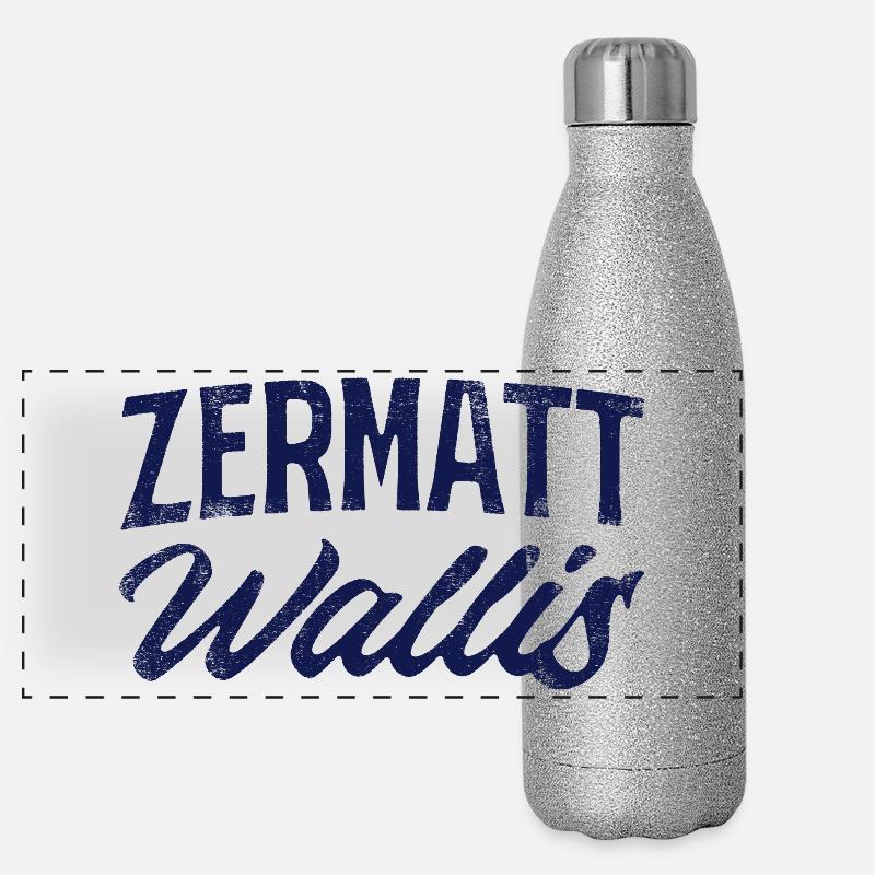 Zermatt Valais Alpine Script Panoramic Glitter Thermal Bottle 500 ml
