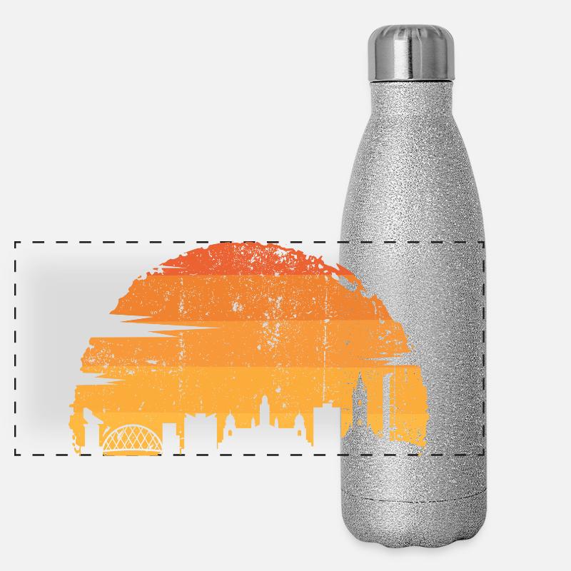 Silhouette d’horizon du coucher de soleil Gourde isotherme panoramique pailletée 500 ml