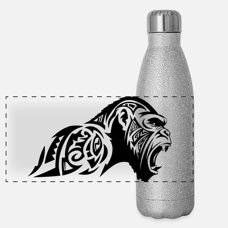 Gorille Bête Tribal Gourde isotherme panoramique pailletée 500 ml