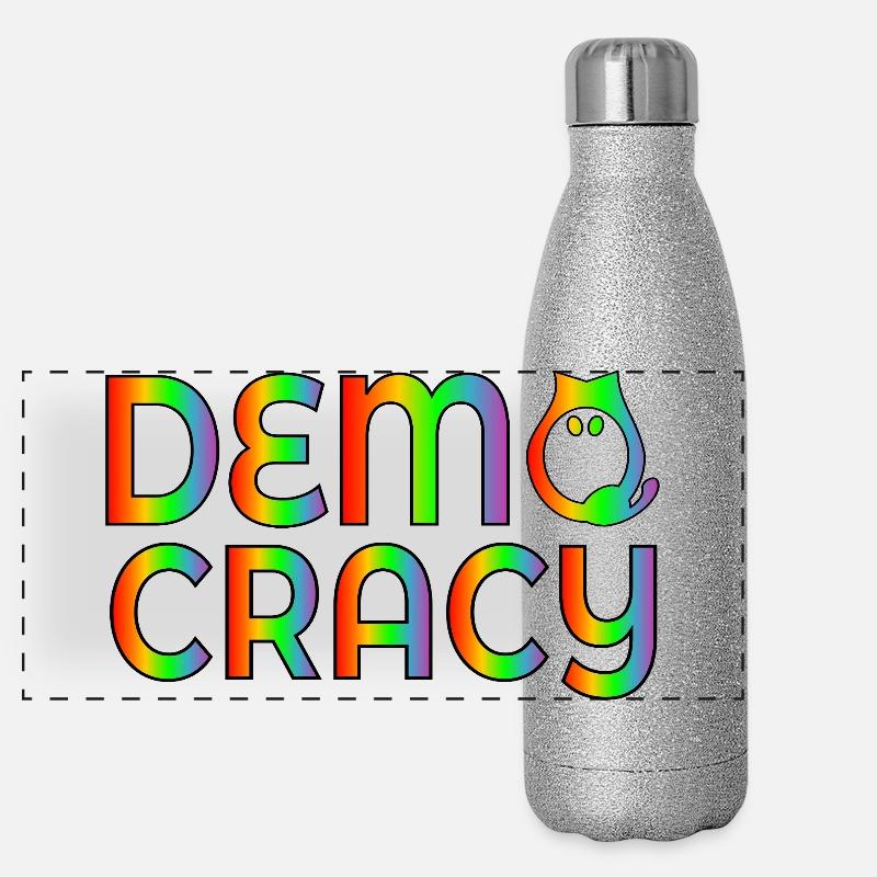 Cat Election Democracy Panoramic Glitter Thermal Bottle 500 ml