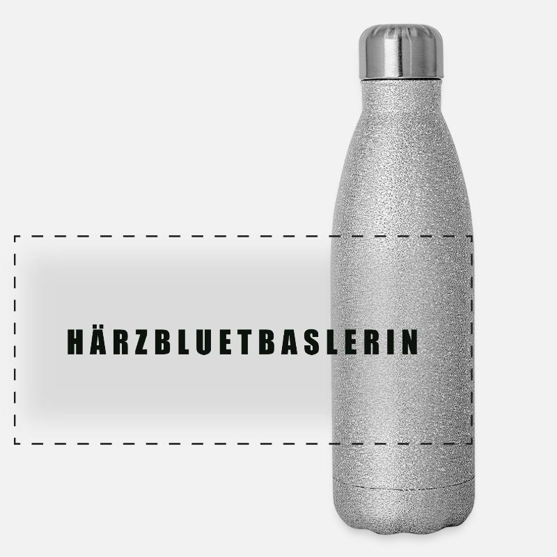Härzbluetbaslerin Kanton Basel Panorama Glitzer Isolierflasche 500 ml