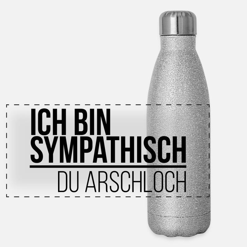 ich bin sympathisch du Arschloch Panorama Glitzer Isolierflasche 500 ml