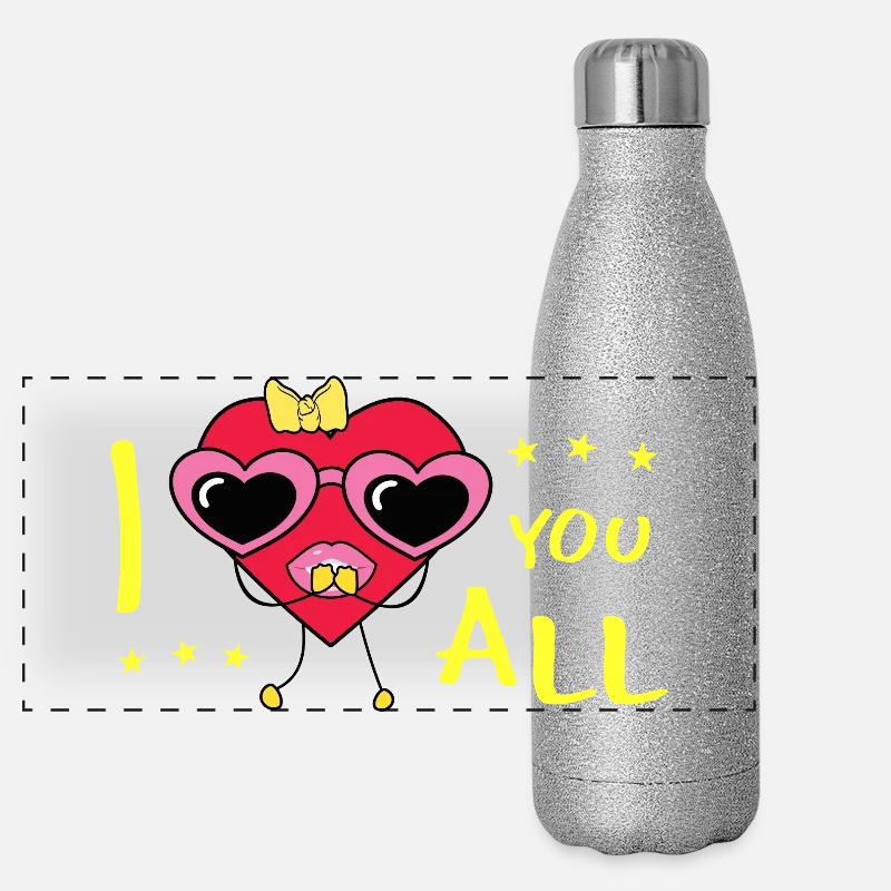 Je vous aime tous Gourde isotherme panoramique pailletée 500 ml