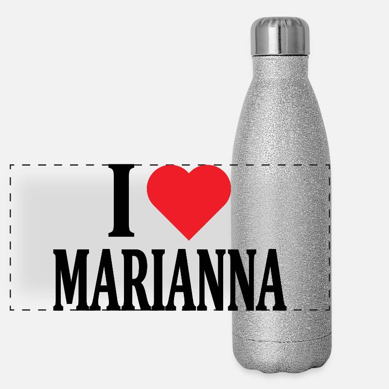 T-Shirt-Name Ich liebe Marianna Geschenkidee T-Shirt Panorama Glitzer Isolierflasche 500 ml