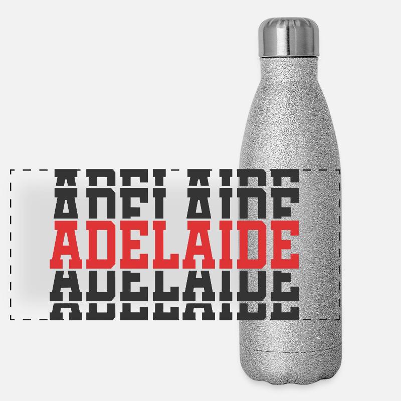 Adelaide stacked text t-shirt gift Panoramic Glitter Thermal Bottle 500 ml