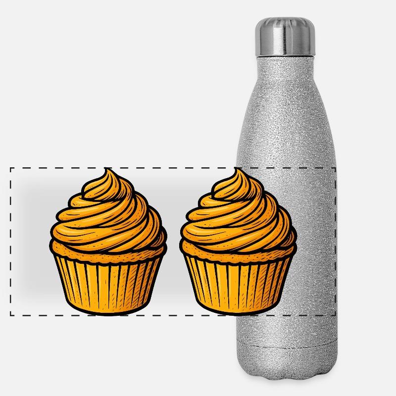 Cupcake Backen Comic Panorama Glitzer Isolierflasche 500 ml