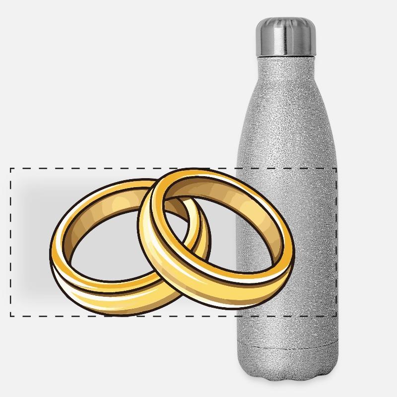 Eheringe Hochzeit Panorama Glitzer Isolierflasche 500 ml