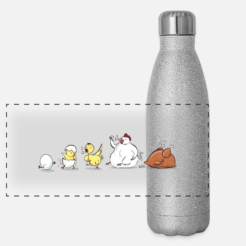 Evolution Of Chicken Panorama Glitzer Isolierflasche 500 ml