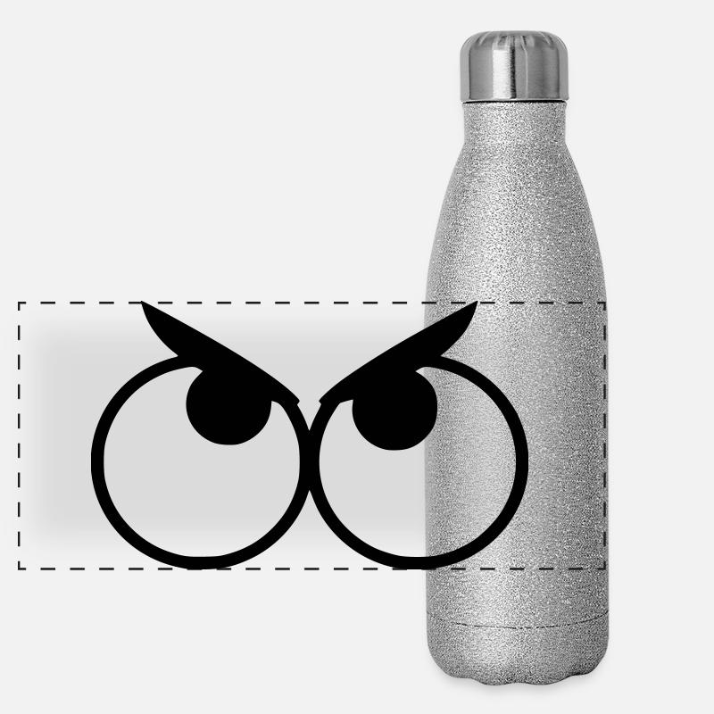 Angry looking eyes with eyebrows # Panoramic Glitter Thermal Bottle 500 ml