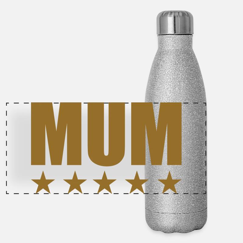 5-Sterne-Mama - Muttertag Panorama Glitzer Isolierflasche 500 ml