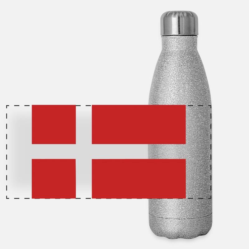 Drapeau du Danemark Gourde isotherme panoramique pailletée 500 ml