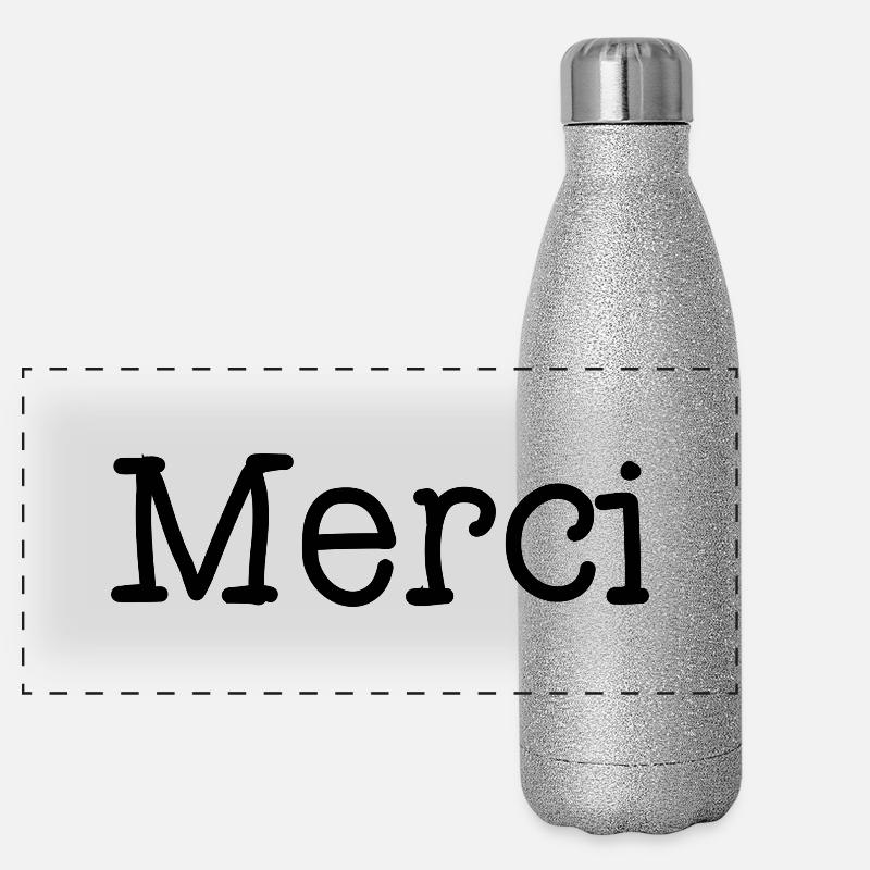 MERCI. THANKS. ANNIVERSAIRE. NAISSANCE. RETRAITE. Gourde isotherme panoramique pailletée 500 ml