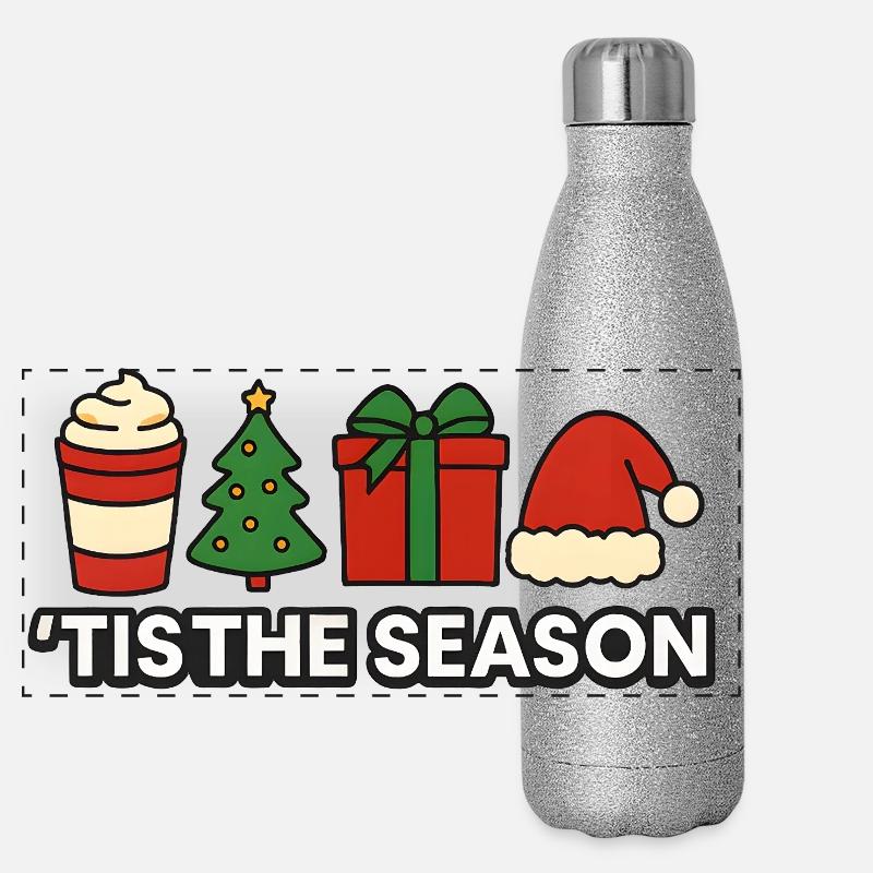 C’est la saison Équipe de Noël festive Gourde isotherme panoramique pailletée 500 ml