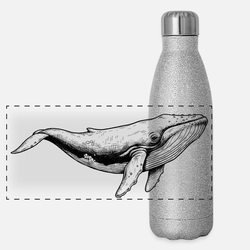 Baleine bleue Gourde isotherme panoramique pailletée 500 ml