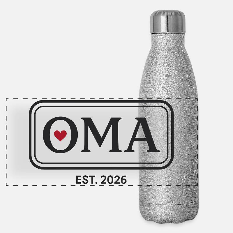 OMA EST. 2026 Stolze Großmutter Ankündigung Panorama Glitzer Isolierflasche 500 ml