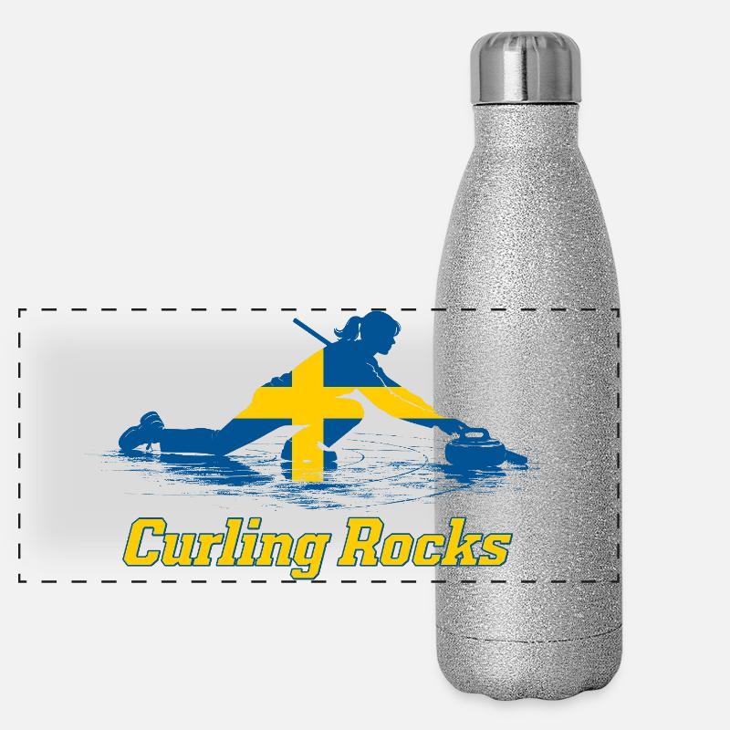 Le curling rocks Suède Fan Merch Gourde isotherme panoramique pailletée 500 ml