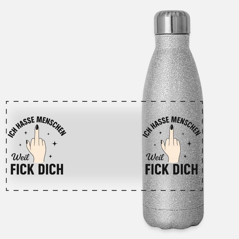 ich hasse menschen Panorama Glitzer Isolierflasche 500 ml