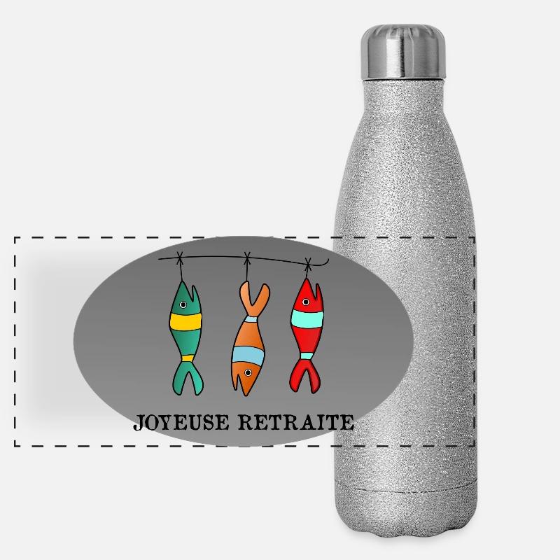 BONNE RETRAITE. JOYEUSE RETRAITE. VIVE LA RETRAITE Gourde isotherme panoramique pailletée 500 ml