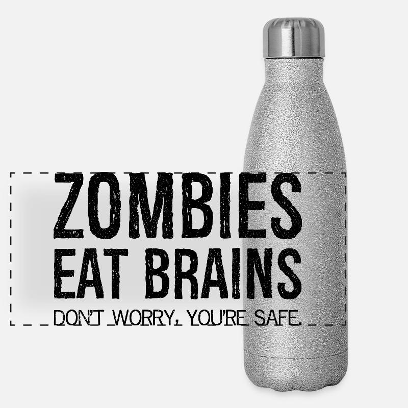 zombies eat brains Panorama Glitzer Isolierflasche 500 ml