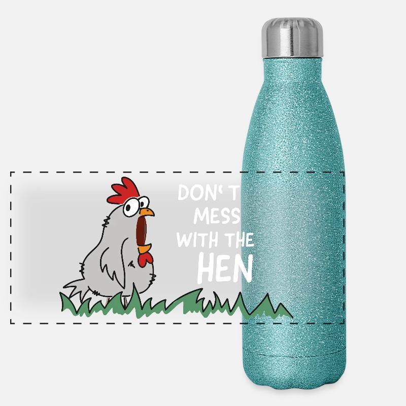 Ne plaisantez pas avec la poule Gourde isotherme panoramique pailletée 500 ml