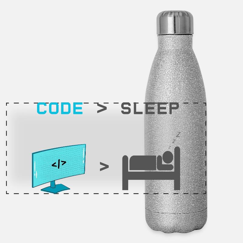Code vs Sleep: Coder im Schlafmodus Panorama Glitzer Isolierflasche 500 ml