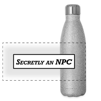 Secretly an NPC - Panoramic Glitter Thermal Bottle 500 ml - silver glitter - Front