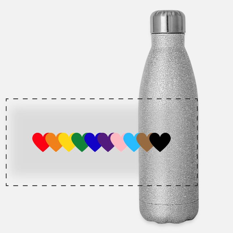 Regenbogen Herzen Pride Panorama Glitzer Isolierflasche 500 ml