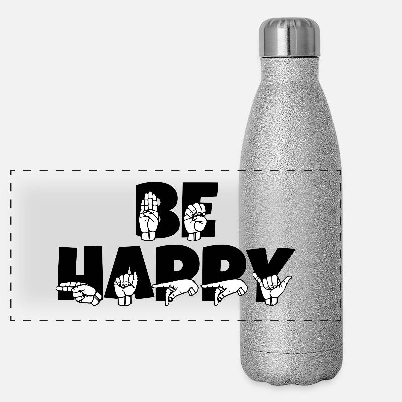Deaf Hearing Impaired Sign Language Panoramic Glitter Thermal Bottle 500 ml