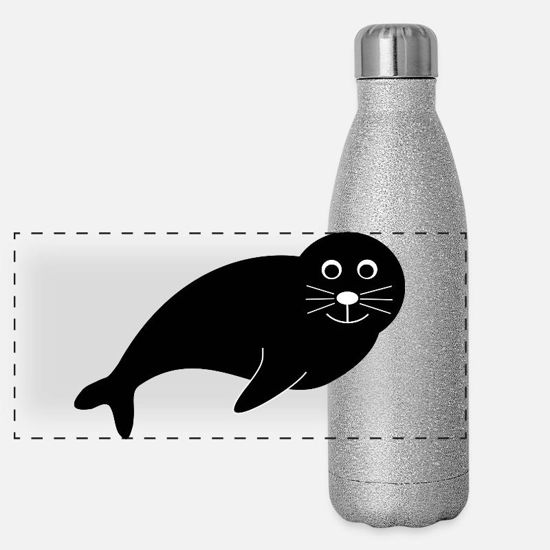Seehund Seehunde Robbe Robben Tiere Panorama Glitzer Isolierflasche 500 ml