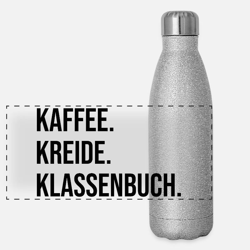 Coffee. Chalk. Class register. Panoramic Glitter Thermal Bottle 500 ml